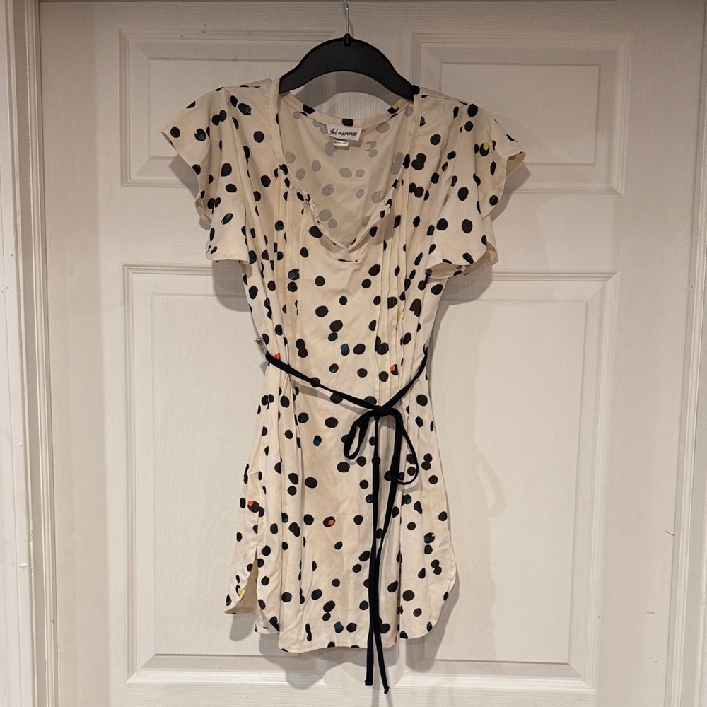 Oh! Mamma Cream Dress with Black and Gray Dots